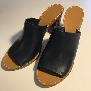 J. Crew Leather Navy Blue Mules, 9.5